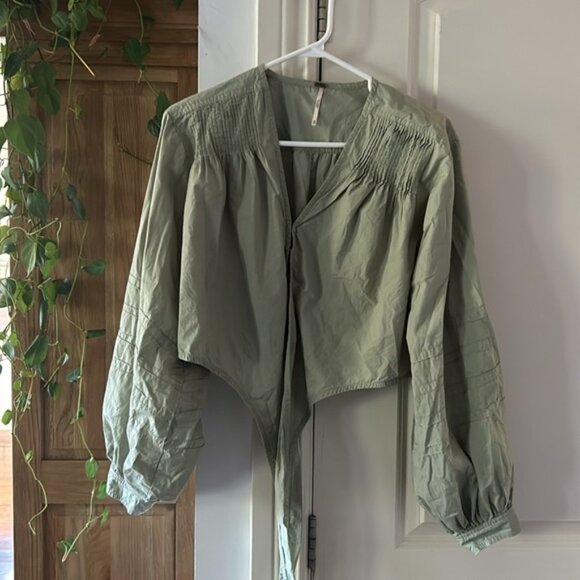 FREE PEOPLE GIGI green crop long sleeve top xs - Picture 3 of 12